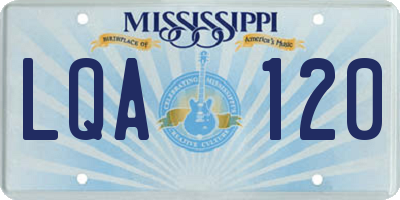 MS license plate LQA120