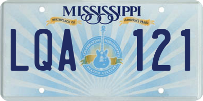 MS license plate LQA121