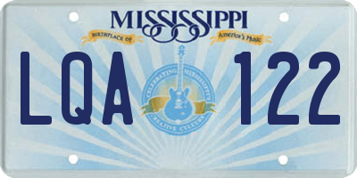 MS license plate LQA122