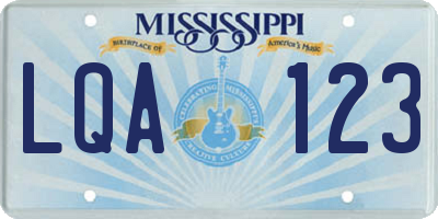 MS license plate LQA123