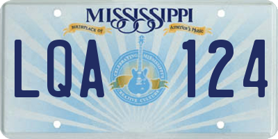 MS license plate LQA124