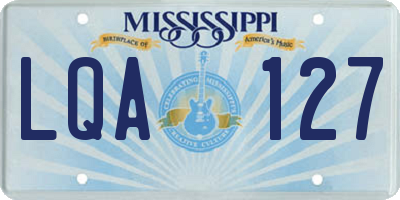 MS license plate LQA127