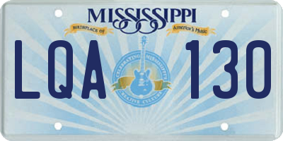 MS license plate LQA130