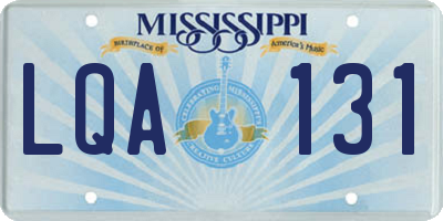 MS license plate LQA131