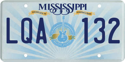 MS license plate LQA132