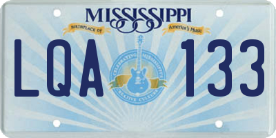 MS license plate LQA133