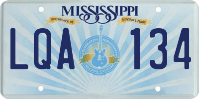 MS license plate LQA134