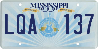 MS license plate LQA137