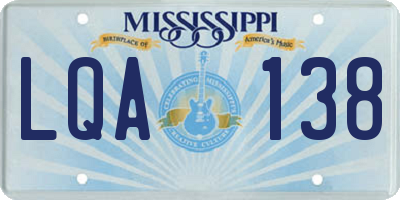 MS license plate LQA138