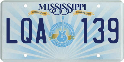 MS license plate LQA139