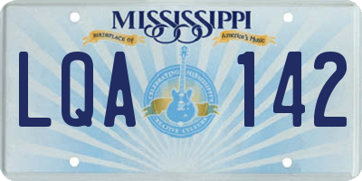 MS license plate LQA142