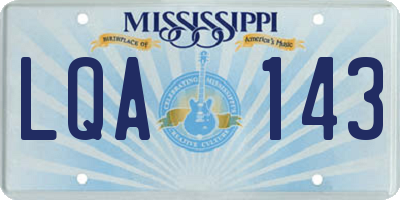 MS license plate LQA143