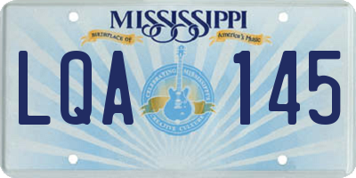 MS license plate LQA145