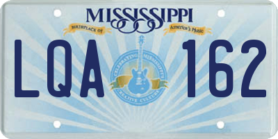 MS license plate LQA162