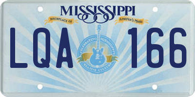 MS license plate LQA166