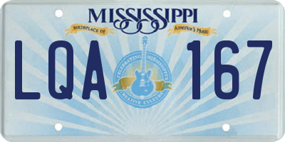 MS license plate LQA167