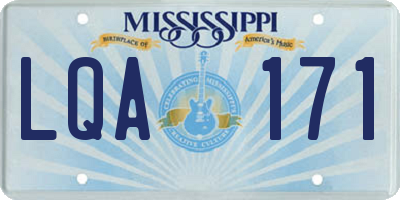 MS license plate LQA171