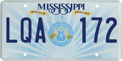 MS license plate LQA172