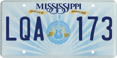 MS license plate LQA173