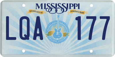 MS license plate LQA177