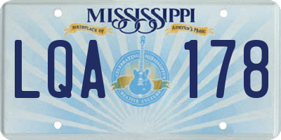 MS license plate LQA178