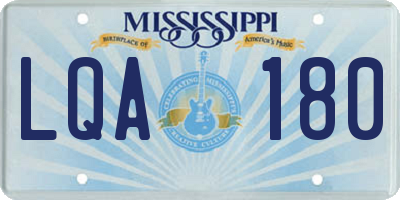 MS license plate LQA180