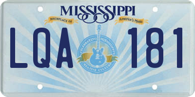 MS license plate LQA181