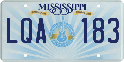 MS license plate LQA183