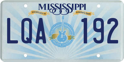 MS license plate LQA192