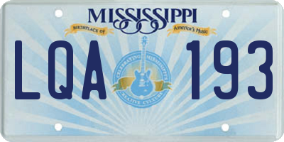MS license plate LQA193