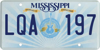 MS license plate LQA197