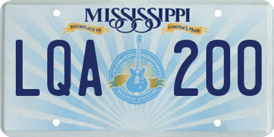 MS license plate LQA200