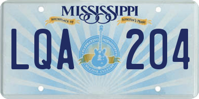 MS license plate LQA204