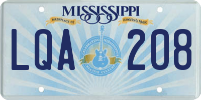 MS license plate LQA208
