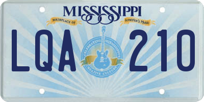 MS license plate LQA210