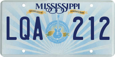 MS license plate LQA212