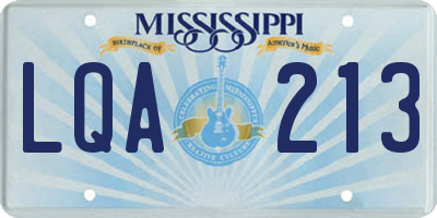 MS license plate LQA213