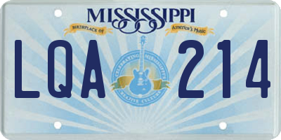 MS license plate LQA214