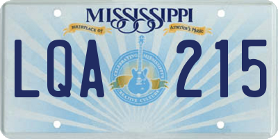 MS license plate LQA215