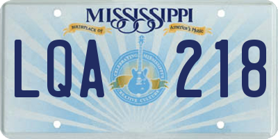 MS license plate LQA218