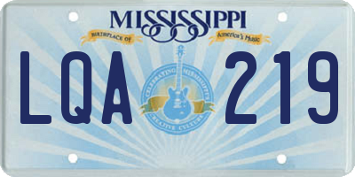 MS license plate LQA219