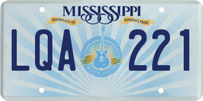 MS license plate LQA221