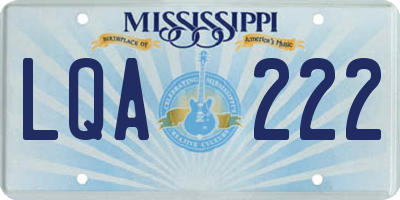 MS license plate LQA222