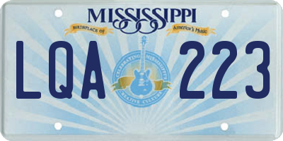 MS license plate LQA223