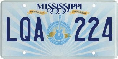MS license plate LQA224