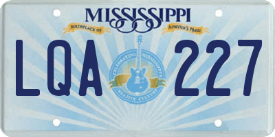 MS license plate LQA227
