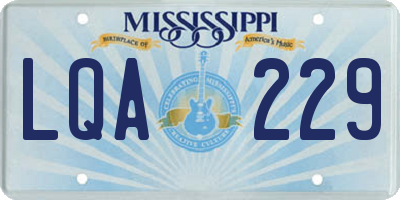 MS license plate LQA229