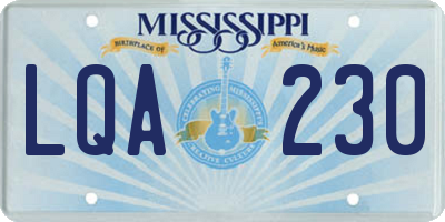MS license plate LQA230