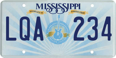 MS license plate LQA234