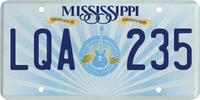 MS license plate LQA235